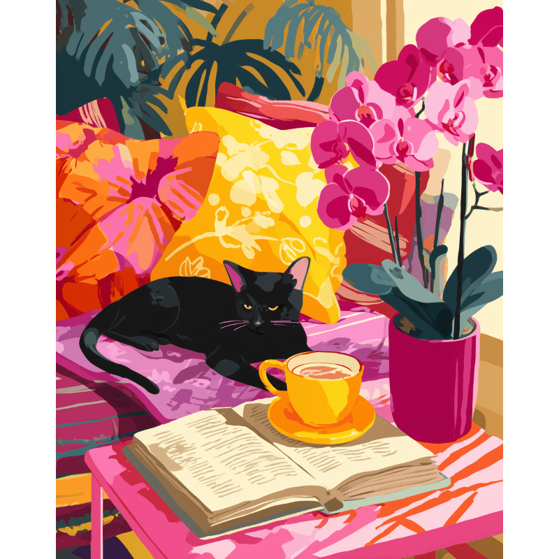 Cozy Cat & Coffee Escape - Paint by Numbers Kit