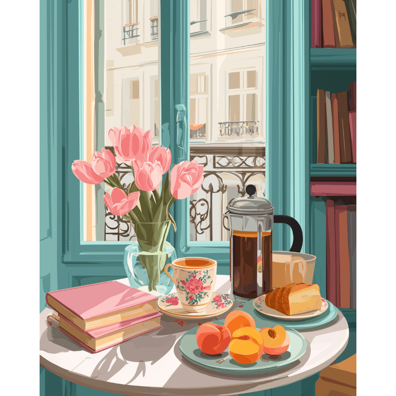 Balcony Bliss with Flowers - Paint by Numbers Kit