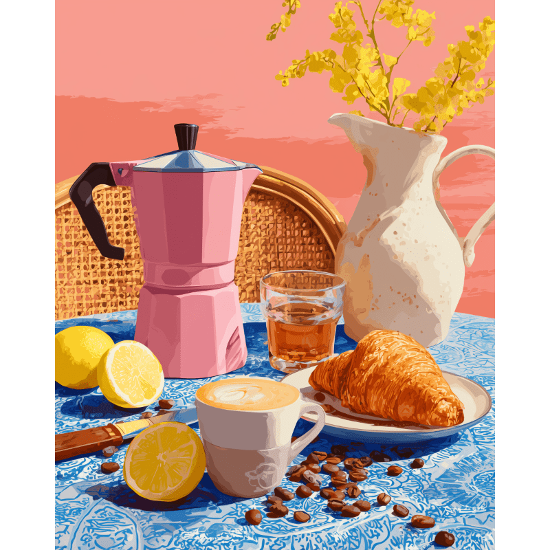 Sunshine Brew and Croissants - Paint by Numbers Kit