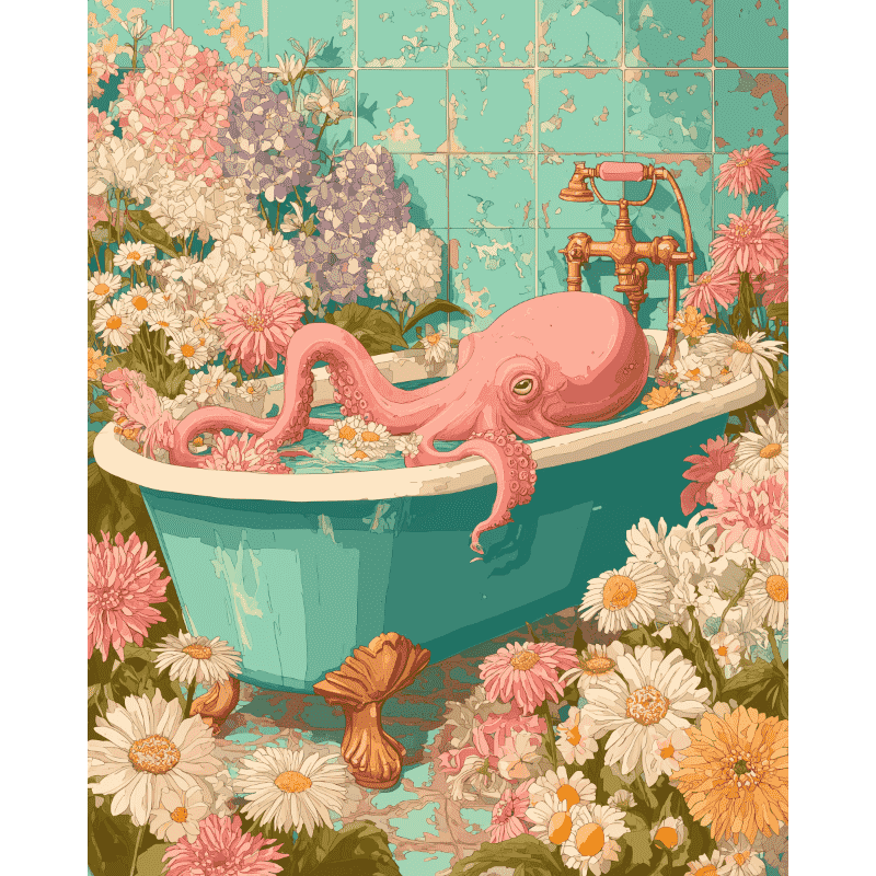 Underwater Floral Octopus - Paint by Numbers Kit