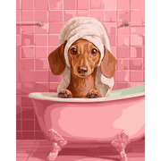 Bath Time Dachshund - Paint by Numbers Kit