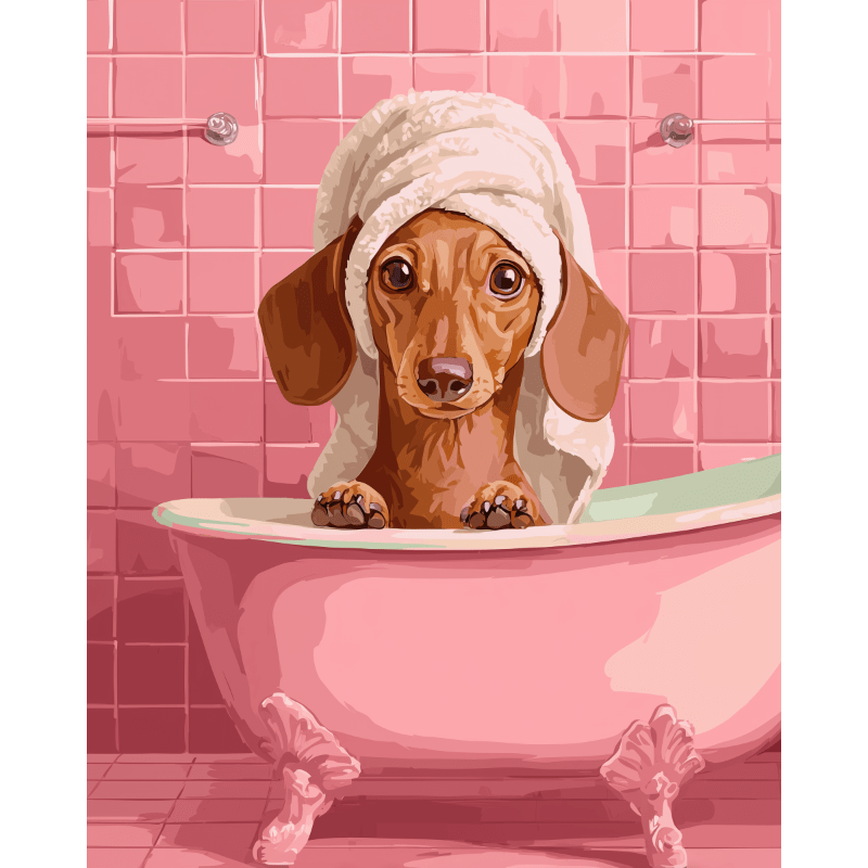 Bath Time Dachshund - Paint by Numbers Kit