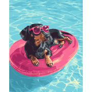 Pink Poolside Pup - Paint by Numbers Kit