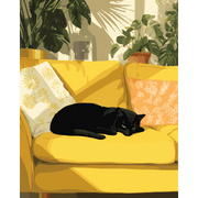 Cozy Corner with Yellow Couch - Paint by Numbers Kit