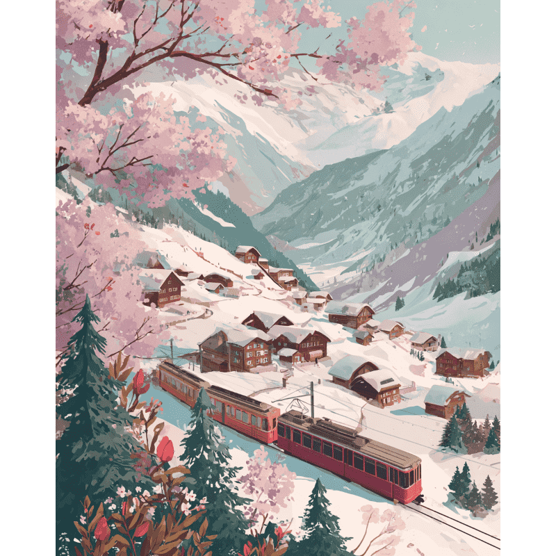 Alpine Journey Scene - Paint by Numbers Kit
