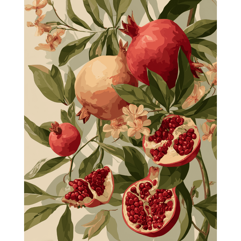 Pomegranate Blossom & Fruit Scene - Paint by Numbers Kit