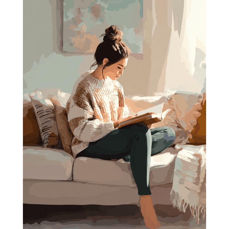 Serene Reading Nook | Paint Set - Paint by Numbers Kit