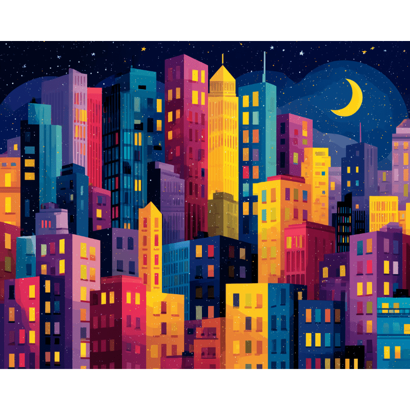 City Lights & Nightlife Scene - Paint by Numbers Kit