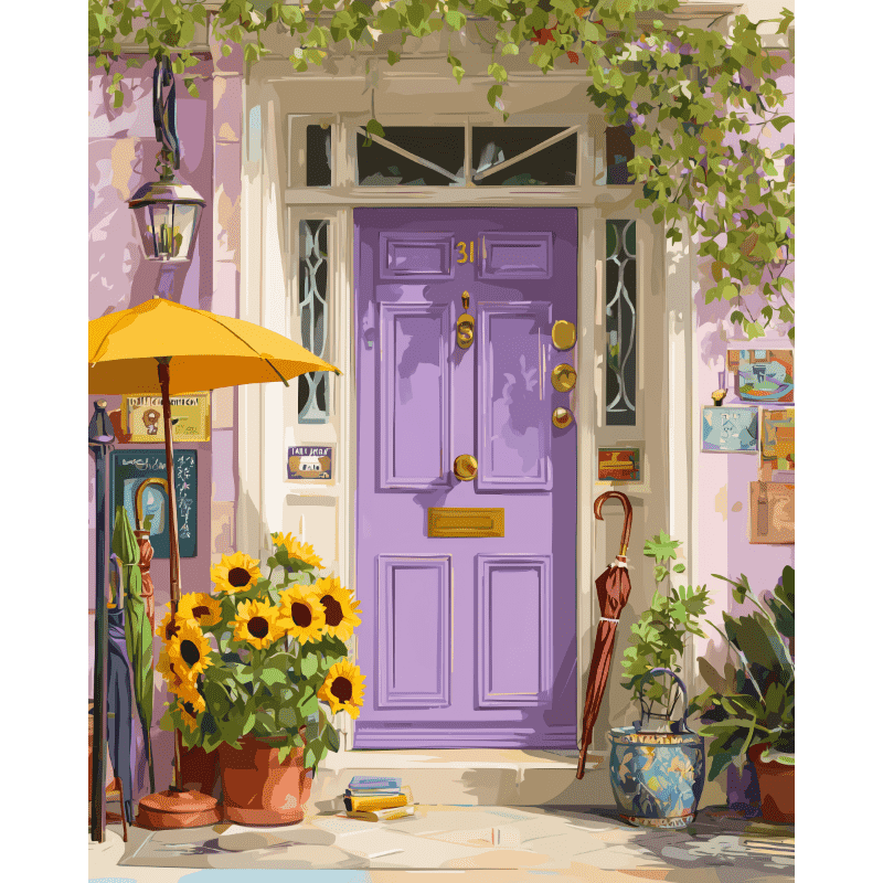 Purple Sunlit Door | Paint by Number - Paint by Numbers Kit