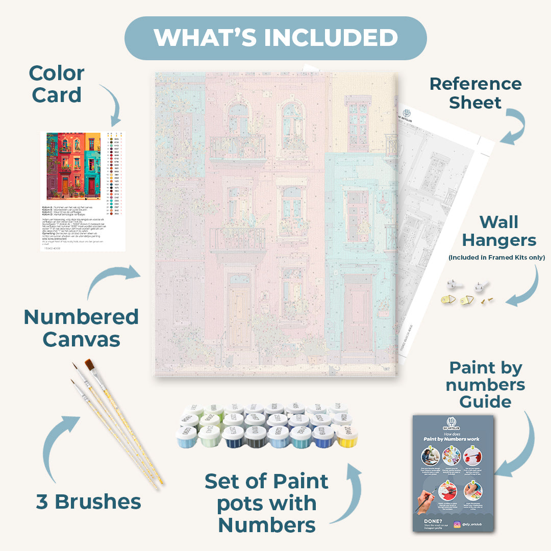 Colorful Facades & Midnight Cats | Paint by Number - Detail 3