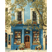 Blue Bookstore Charm | Paint by Number - Paint by Numbers Kit