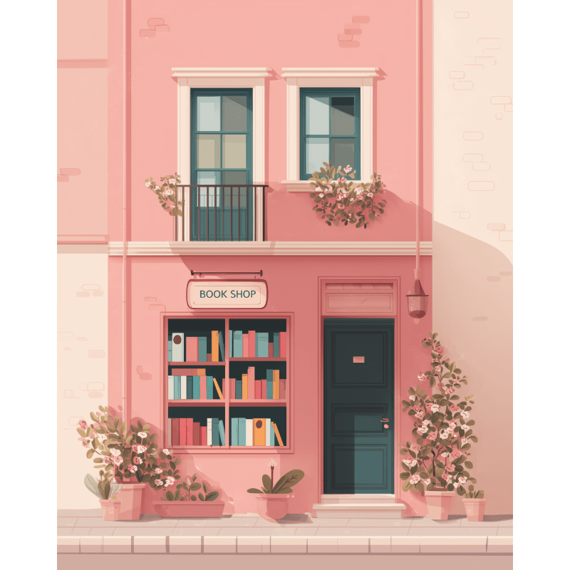 Pink Bookshop Dream | Paint by Number - Paint by Numbers Kit