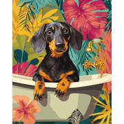 Tropical Dachsund Delight | Paint by Number - Paint by Numbers Kit