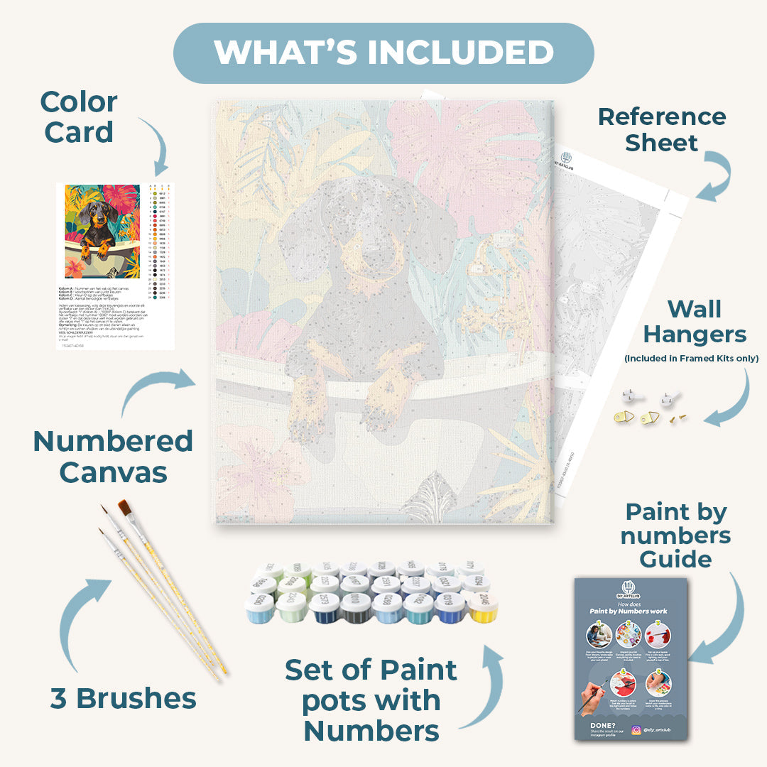 Tropical Dachsund Delight | Paint by Number - Detail 3