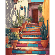 Stairway to Colorful Mexico | Paint by Number - Paint by Numbers Kit