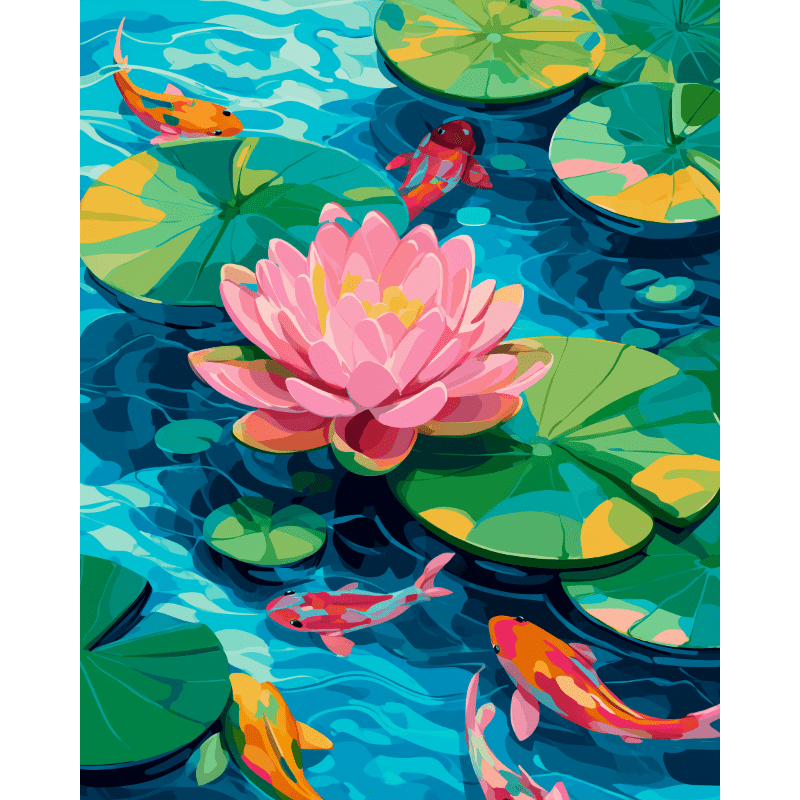 Underwater Lotus & Koi - Paint by Numbers Kit