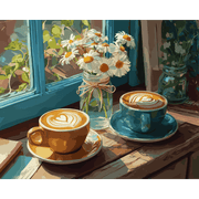 Village Charm: Coffee & Flowers - Paint by Numbers Kit