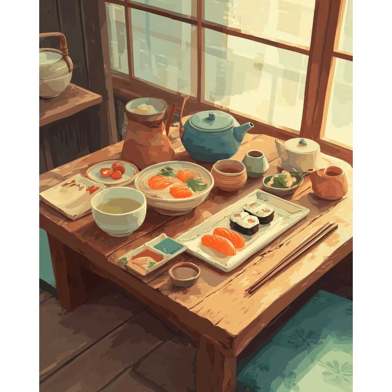 Japanese Feast: Sushi & Tea - Paint by Numbers Kit