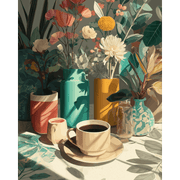 Coffee & Blooms Afternoon - Paint by Numbers Kit