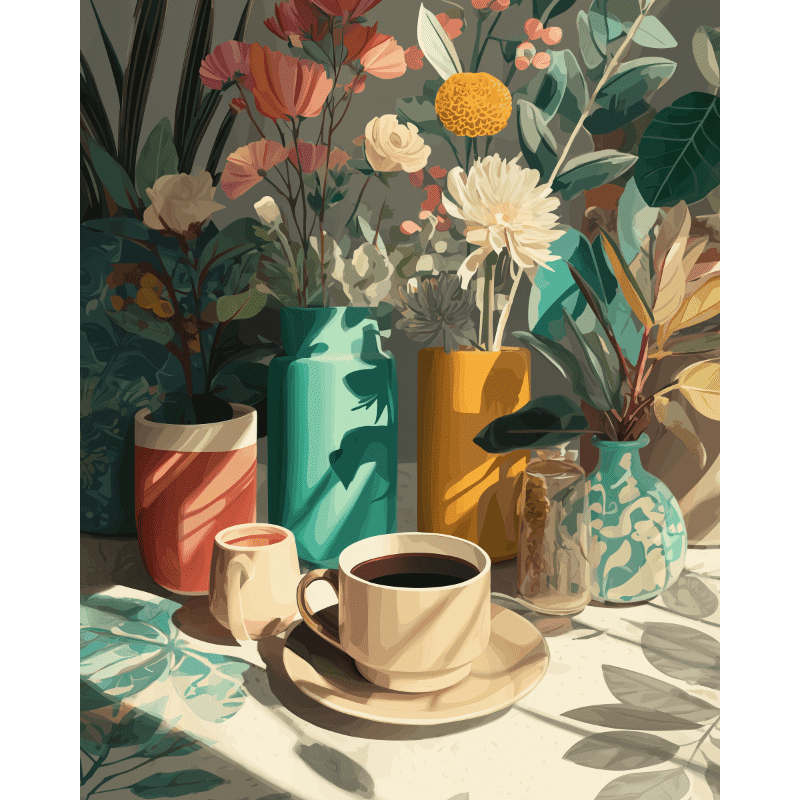 Coffee & Blooms Afternoon - Paint by Numbers Kit