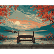 Autumn Serenity with a Katana - Paint by Numbers Kit