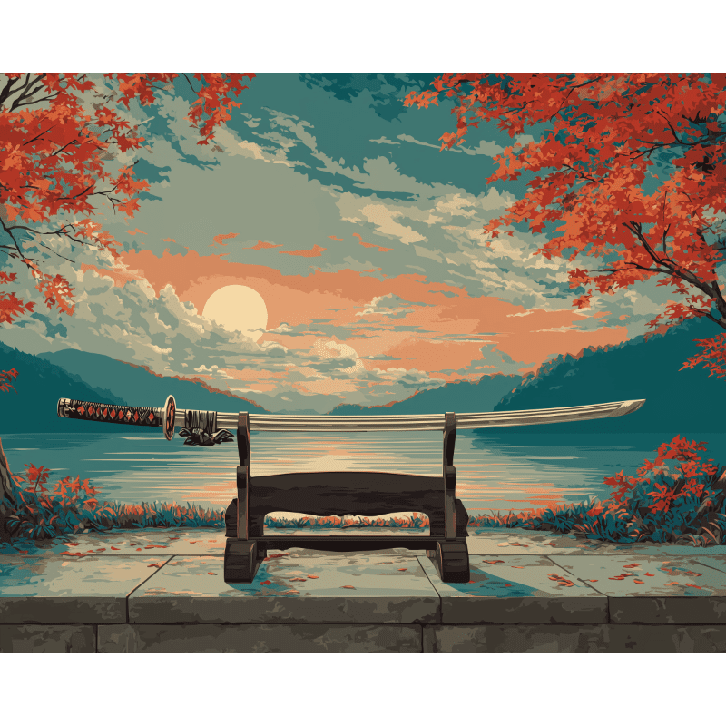 Autumn Serenity with a Katana - Paint by Numbers Kit