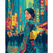 Tokyo Geisha at Night - Paint by Numbers Kit