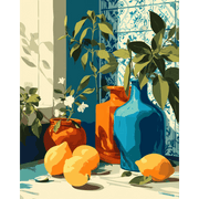 Fresh Lemons & Blooming Greens - Paint by Numbers Kit