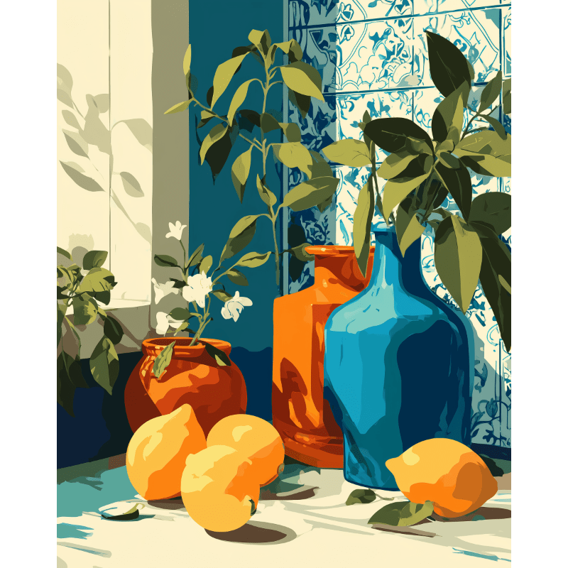 Fresh Lemons & Blooming Greens - Paint by Numbers Kit