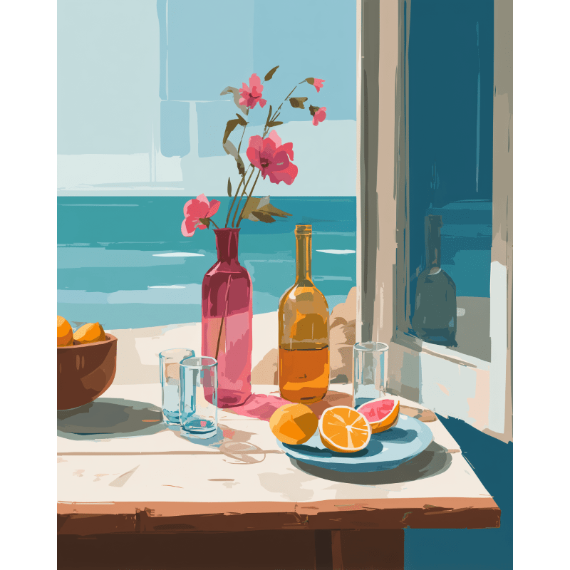 Mediterranean Seaside Still Life - Paint by Numbers Kit