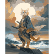 Moonlit Samurai Cat - Paint by Numbers Kit