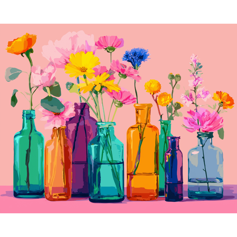 Colorful Vases of Joy - Paint by Numbers Kit