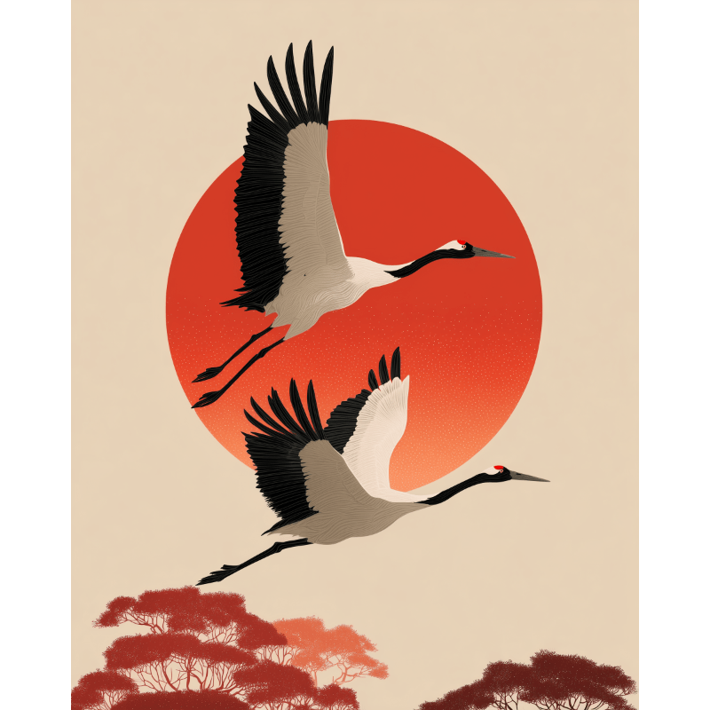 Sunrise Over Cranes - Paint by Numbers Kit