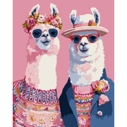 Stylish Lama Duo - Paint by Numbers Kit