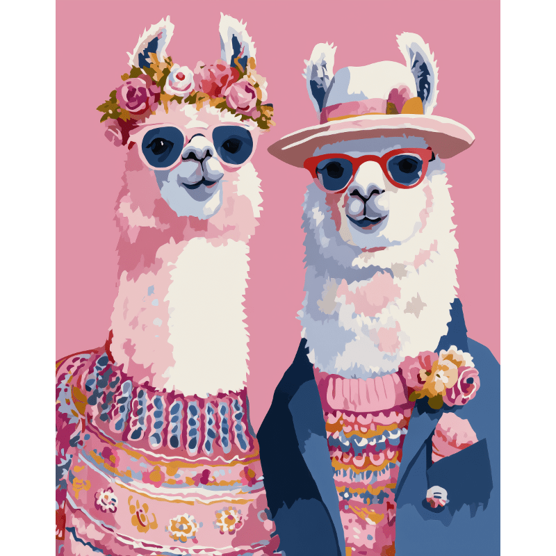 Stylish Lama Duo - Paint by Numbers Kit