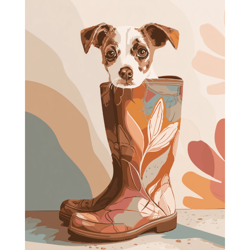 Puppy in Chic Boots - Paint by Numbers Kit