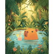 Relaxed Capybara by the Pond - Paint by Numbers Kit