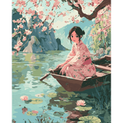 Serene Sakura Lake View - Paint by Numbers Kit