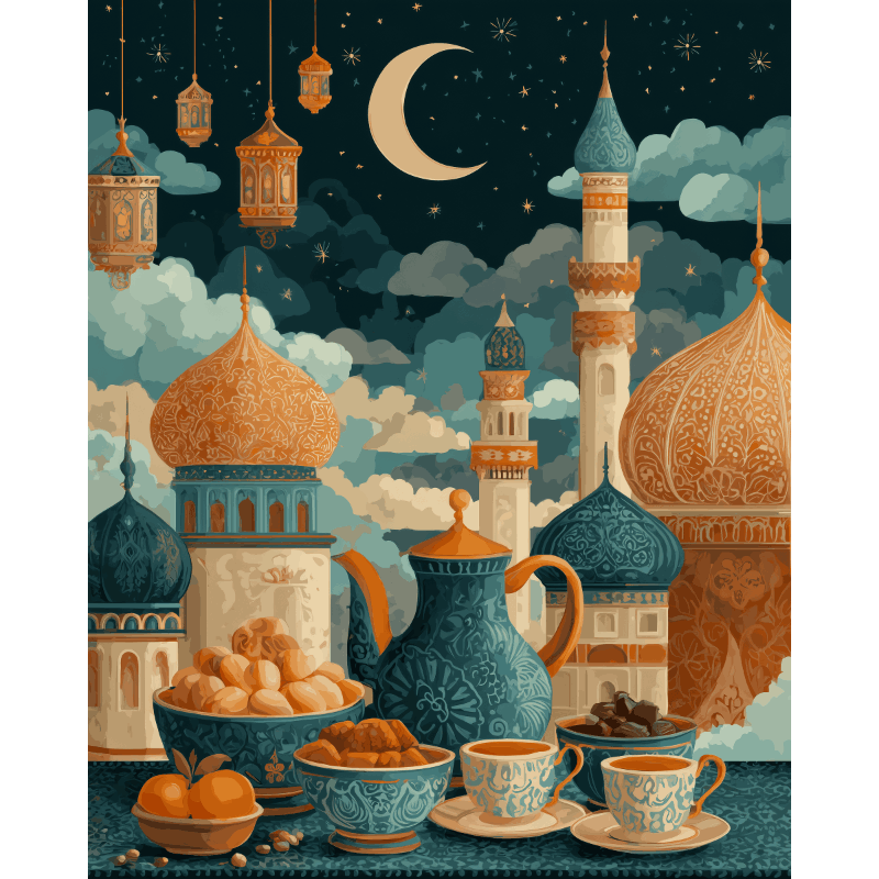 Twilight Iftar Scene - Paint by Numbers Kit