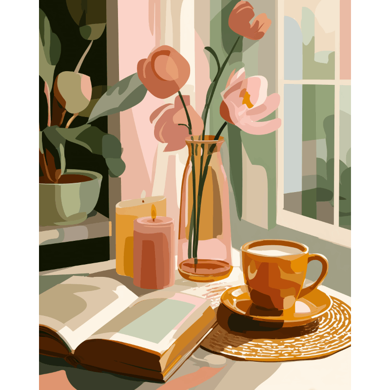 Cozy Window Scene | Paint by Number - Paint by Numbers Kit