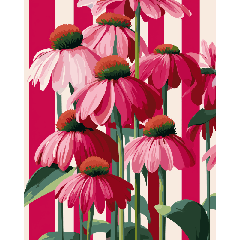 Vertical Blooms & Bold Stripes - Paint by Numbers Kit