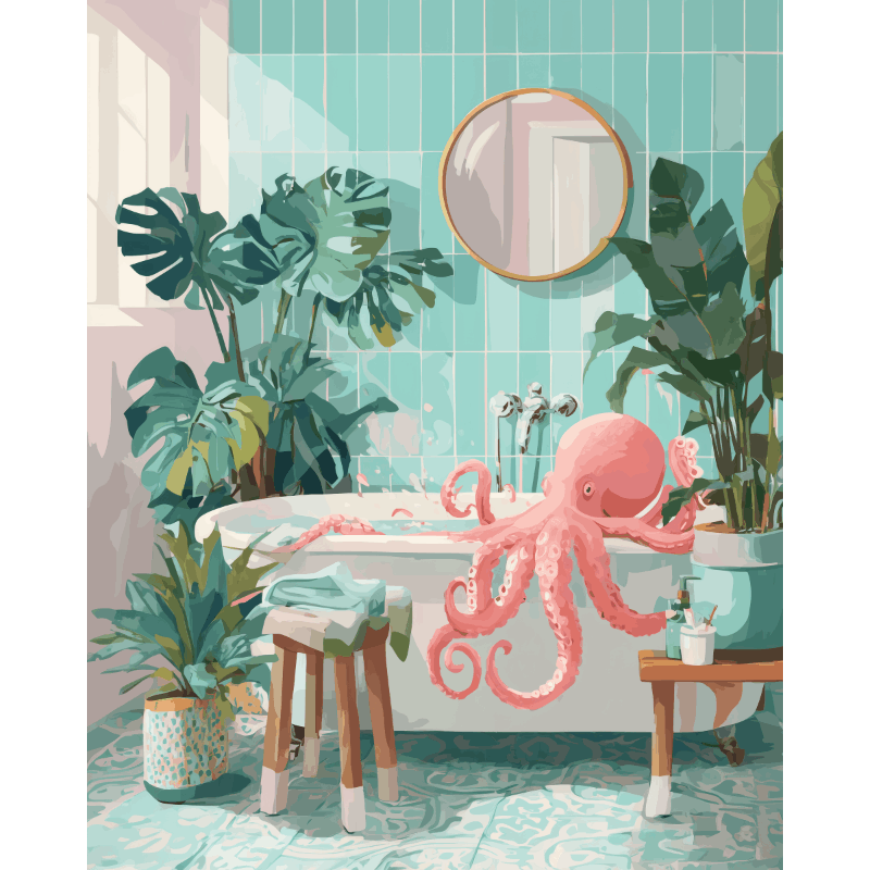 Octopus Bath Time - Paint by Numbers Kit