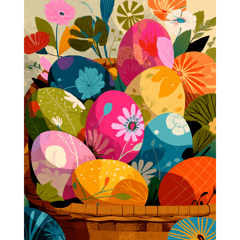 Colorful Easter Basket | Paint by Number - Paint by Numbers Kit