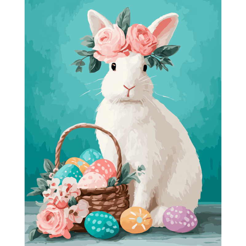 Easter Bunny with Blossoms - Paint by Numbers Kit