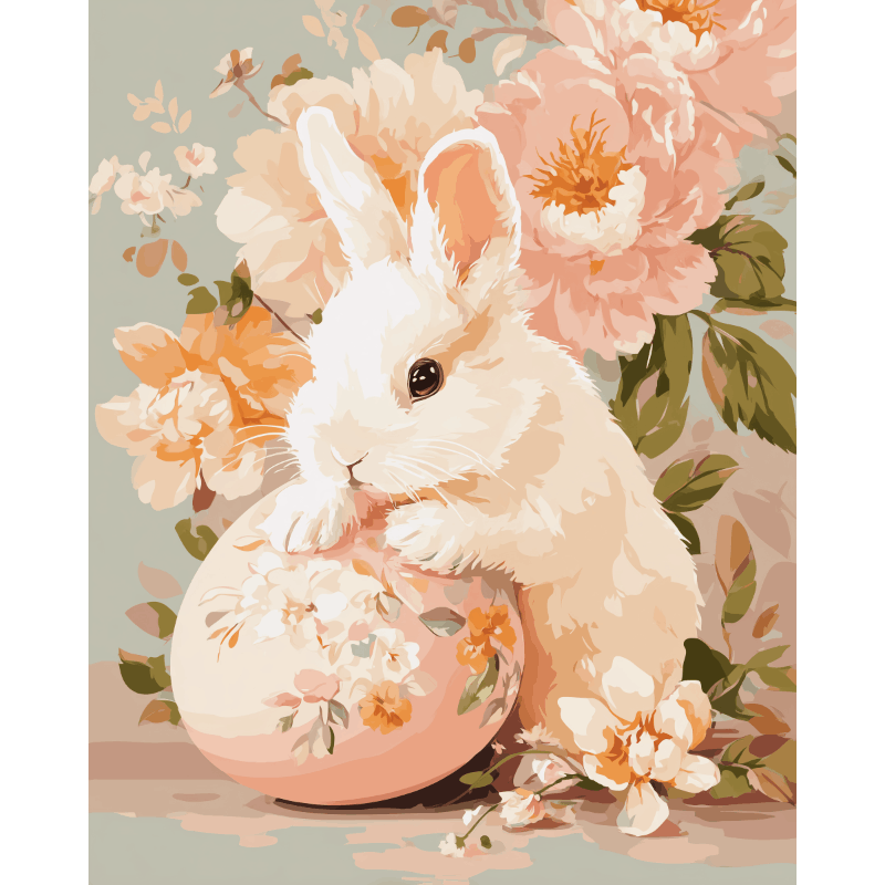 Floral Bunny Wonder - Paint by Numbers Kit