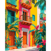 Tropical Cityscapes in Bright Hues - Paint by Numbers Kit