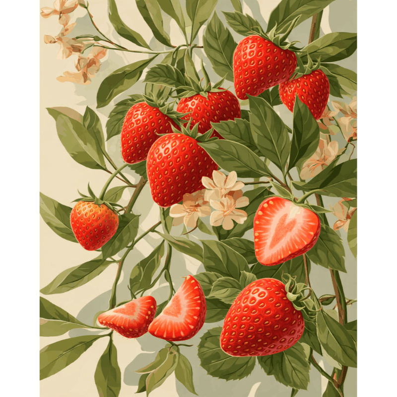 Strawberry Blossom Dreams - Paint by Numbers Kit