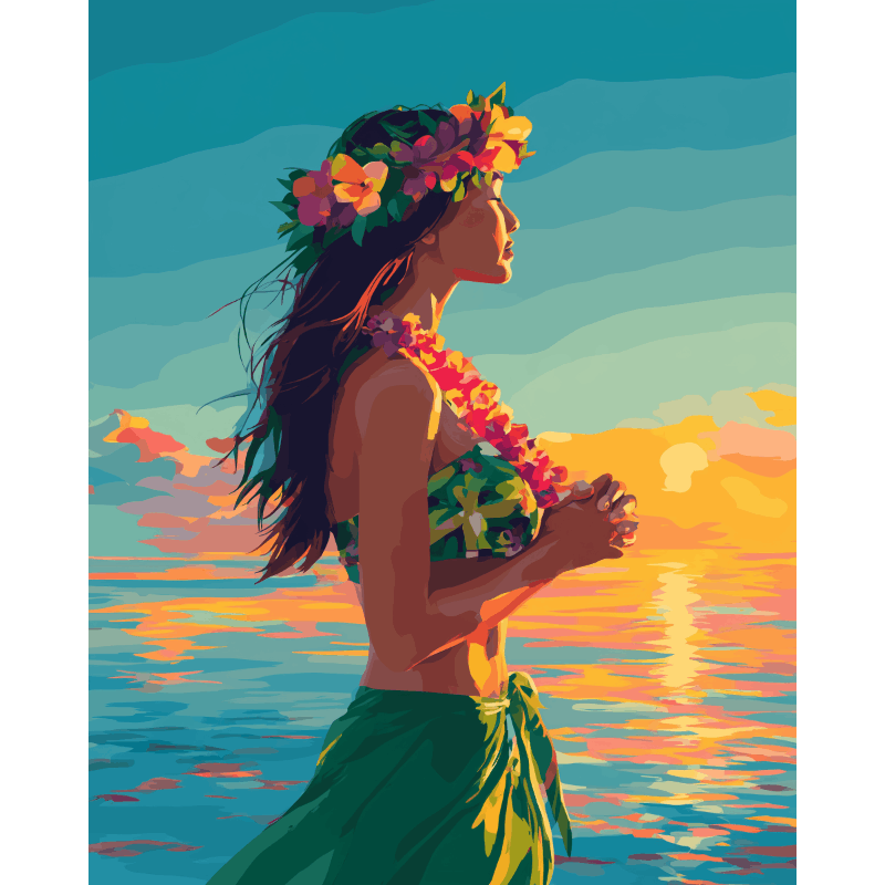 Hawaiian Sunset Hula - Paint by Numbers Kit