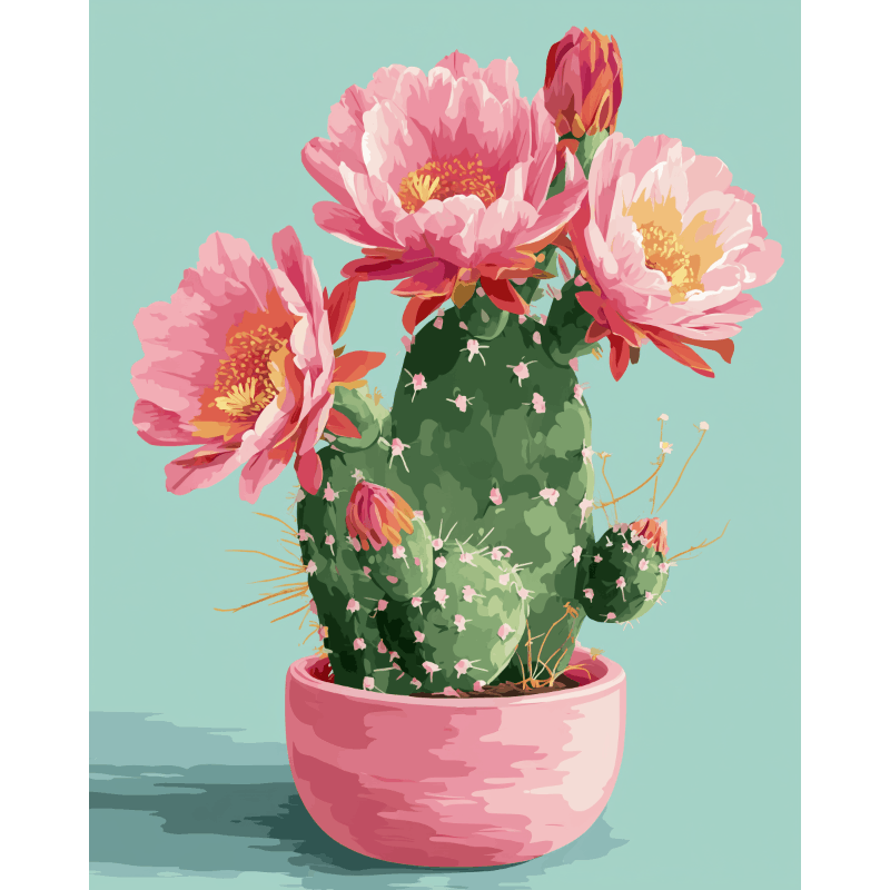 Vibrant Cactus Blooms - Paint by Numbers Kit