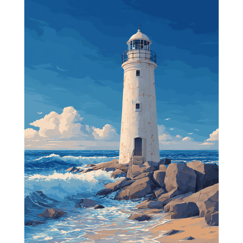 Seaside Lighthouse Vista - Paint by Numbers Kit